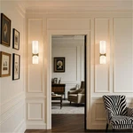 Set Of Two 2-LIGHT Modern Wall Sconces Milky White Glass. Fixed Price $49.00.