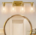 Deyidn Farmhouse 27.36 In. 4-LIGHT Gold Modern Industrial Indoor Vanity. Fixed Price $51.19.