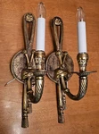 Vintage Metropolitan Style Brass Wall Candle Sconce Tassel Rope Design, 2 Pc Set. Fixed Price $199.99.