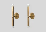 Mid Century Cylindrical Shape Brass Wall Sconce Pair Italian Stilnovo Lamp. Fixed Price $102.75.