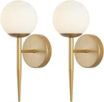 Modern Globe Wall Sconce Decor Set Of 2 Brushed Brass. Fixed Price $69.95.