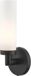 Aero Collection 1-LIGHT Wall Sconce With Satin Opal Glass Shade, Black. Fixed Price $64.99.
