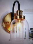 Zevni Walnute Modern 1-LIGHT Seeded Glass Brass Gold Wall Sconce Black. Fixed Price $42.46.