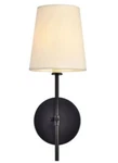 Elegant Lighting Mel LD6004W5BK Black 15" Wall Sconce W/linen Shade. Fixed Price $30.00.