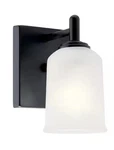 Kichler Shailene 1-LIGHT Black Indoor Wall Sconce With Satin Etched Glass Shade. Fixed Price $19.99.