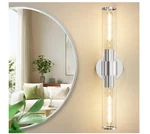 Deyidn 19.84" 2-LIGHT Chrome Vanity Fixture Clear Glass Shape Wall Mount Lamp. Fixed Price $29.93.