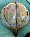 Rare Sylcom Millefiori Murano 18" X 13" Hand Blown Italian Glass Pendant Lamp A+. Fixed Price $195.00.