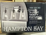 Hampton Bay Wakefield 22 In. 3-LIGHT Chrome Modern Indoor Vanity. Fixed Price $19.99.