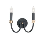 Maxim Charlton 2-LIGHT Wall Sconce In Black And Antique Brass. Fixed Price $84.00.