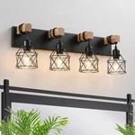 Farmhouse Vanity FIXTURE,4-LIGHT Bathroom Lighting,black Industrial Woo.... Fixed Price $109.26.
