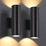 Dakaful Outdoor Wall Lights 2 Packs, Integrated Led Cylinder Up Large, Black. Fixed Price $87.78.