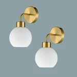 2PCS Modern Wall Sconce Golden Opal Glass Globe Light For Bathroom Bedroom. Fixed Price $99.99.