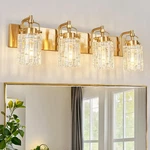 4 Crystal Glass Vanity Light, Gold Bathroom Lighting Fixtures Over Mirr.... Fixed Price $222.30.