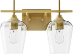 Modern Gold Bathroom Vanity Fixture With Clear Glass, 2-LIGHT Design. Fixed Price $77.99.