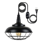 Hmvpl Plug Hanging Fixtures, Black Cage Pendant Light, Metal.... Fixed Price $101.99.