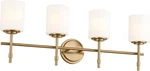 Ali 4 Light Bathroom Vanity Brushed Natural Brass With Satin Etched Gla. Fixed Price $431.99.
