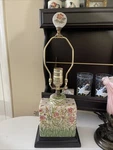 Hampton Floral Crackle Ceramic Table Lamp Brass Base Cottage Decor. Fixed Price $97.49.