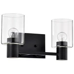Nuvo Lighting Clarksville 14" Vanity, Matte Black/clear Glass 60-8062. Fixed Price $116.99.