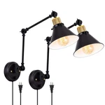 Trlife Plug Wall Sconces, Dimmable Swing Arm 2 Pack, Black. Fixed Price $96.99.