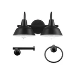 Globe Electric 63000004 3-PIECE Bathroom Set, Matte Black, 15.5" 2-LIGHT Vanity. Fixed Price $27.50.