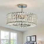 Chandelier 4 Lights Modern Crystal Chrome Round Semi Flush Mount Piepooye Room. Fixed Price $179.99.