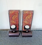 Elements Tea Light Wall Sconces-set Of 2-MOSAIC Crackle Glass & Candles. Fixed Price $12.50.