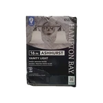 Hampton Bay Brushed Nickel Ashhurst 2 Light Vanity Fixture 16.1"X 7.3"X 9.1". Fixed Price $34.99.