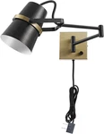 Globe Electric 1-LIGHT Wall Sconce, Matte Black With Brass Accents, Plug-in. Fixed Price $73.99.
