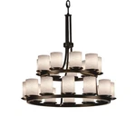 Justice Fusion 21 Lt 34" 2-TIER Chandelier, Bronze/weave FSN-8767-10-WEVE-DBRZ. Fixed Price $3298.00.