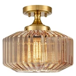 Qepeety Flush Mount Light Fixture 11.02" Farmhouse Ceiling Amber. Fixed Price $146.37.