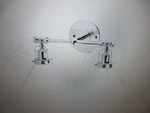 Gatco Cafe Double Chrome Sconce Wall Light With Frosted Glass Shade - 1613. Fixed Price $94.95.