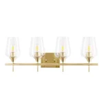 Merra 4-LIGHT Antique Brass Wall Sconce Vanity Lights Glass Shade. Fixed Price $139.98.