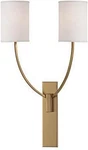 Colton Aged Brass Two-light Wall Sconce 14" Wide, 14.25" High. Fixed Price $223.99.