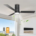 Oponl 42 Wall Mount Ceiling Fan Light Remote Control Flush Noiseless Black. Fixed Price $56.85.