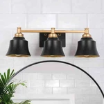 Lnc Modern 22 In. 3-LIGHT Black & Gold Bathroom Vanity Light, Bell Metal Shades. Fixed Price $55.99.