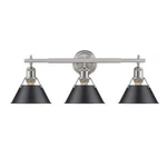 Orwell Pw 3-LIGHT Pewter Bath With Black Shade By Golden Lighting. Fixed Price $214.86.