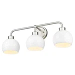 Jazava 24 In. 3-LIGHT White And Brushed Nickel Vanity With Metal Shade. Fixed Price $31.99.