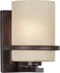 Forte Lighting 2404-01 Bronze 1-LIGHT Wall Sconce With White Linen Glass Shade. Fixed Price $60.45.