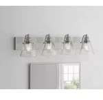 Hampton Bay Manor 33" 4-LIGHT Vanity Polished Nickel Industrial Glass New. Fixed Price $49.99.