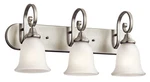 Kichler Lighting 45055NI Brushed Nickel Monroe 3 Bath Satin Etched Glass. Fixed Price $149.00.