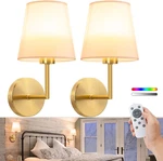Gold Battery Operated Wall Sconce Set With Remote & Rechargeable Bulbs, 9 Colors. Fixed Price $62.99.