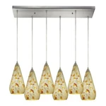 Elk 6 Light 9" Satin Nickel Pendant Ceiling Silver Multi-color Crackle. Fixed Price $362.50.