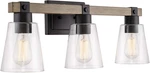 Asher 23" 3-LIGHT Farmhouse Vanity/bathroom + Funnel Glass Shades, Smoked. Fixed Price $104.99.