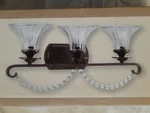 Nib Nice 3-LITE Bathroom Vanity Light W/ Clear Fluted Glass Shade (bronze Finish. Fixed Price $99.95.