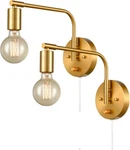 Set Of 2 Edison Antique Brass Wall Sconces Plug With Switch Swing Arm. Fixed Price $31.01.