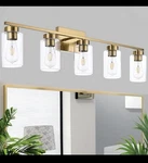 A1A9 5 Light Bathroom Vanity Fixtures Brushed Brass. Fixed Price $80.00.
