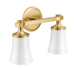 Moen YB0362BG Flara 2-GLOBE Light Dual-mount Bath Vanity Fixture In Gold. Fixed Price $195.00.