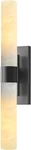 Matte Black Brass Wall Sconce With Marble Shade - Vintage Bathroom Light. Fixed Price $368.99.