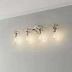 Brushed Nickel Four Light Vanity From The Aliza Collection. Fixed Price $198.00.