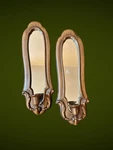 2 Vintage Metal Mirror Candle Sconce Wall Hanging Faux Wood Grain 16.75" 5.5. Fixed Price $35.00.
